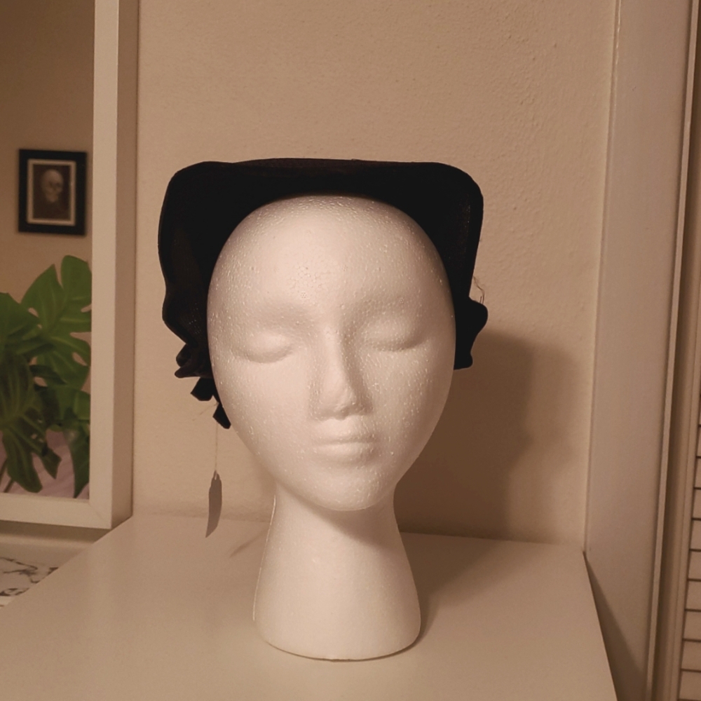 1950s Lucy Navy Blue Velvet Bow Retro Vintage Cocktail Hat Topper Pinup